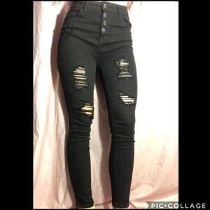 cello size 3 black skinny ripped jeans cropped